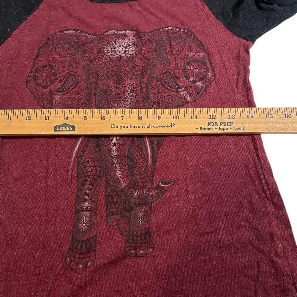 L.O.L. Vintage Elephant Women Size S Long Tee Bohochic Boho Yoga Earthy Hippie - Picture 2 of 5